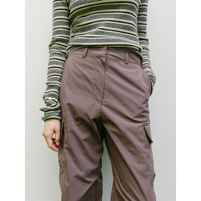 COTTON BLEND FLAP POCKET PANTS_BROWN