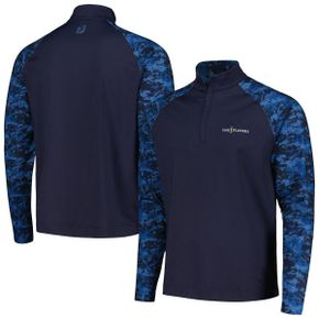 4427484 FOOTJOY Mens FootJoy Navy THE PLAYERS Camo Color Block Raglan Midlayer Quarter-Zip