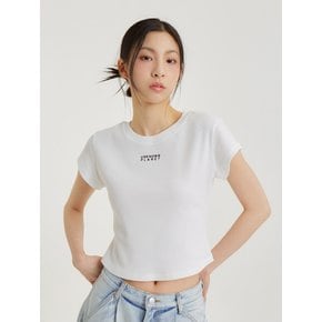 크루넥 골지 탑 화이트_CREW NECK TOP WHITE