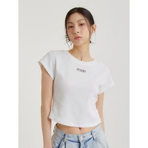 크루넥 골지 탑 화이트_CREW NECK TOP WHITE