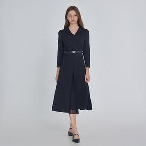 [25 F/W] 플리츠 블록 벨티드 원피스 ITP9WOP830