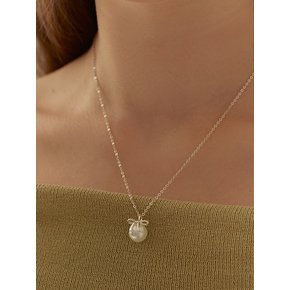 [연말 스페셜 6mm+10mm 진주귀걸이 증정][925 silver] Pearl ribbon necklace