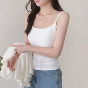 피피 여성 캡내장 레이스 끈 나시 탑 이너 레이어드 면 모달 슬리브리스 민소매 티셔츠 사계절