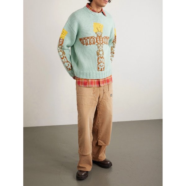 페키시 토템 폴 인타르시아 울 스웨터 46376663162925234