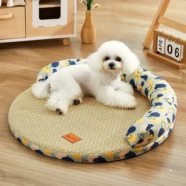 [토마]강아지 고양이 돗자리라탄 매트 핑크(S)/반려동물 바닥매트 러그 쿠션 쿨(CN68)