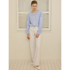 Button Detail Straight Jean - White