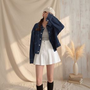 여성 일상 캐주얼 오버사이즈 데님 자켓_P419606974
