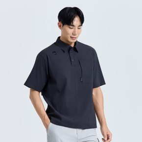남성 포켓 포인트 카라 반팔 우븐탑 차콜 CHF2MWT6917CH