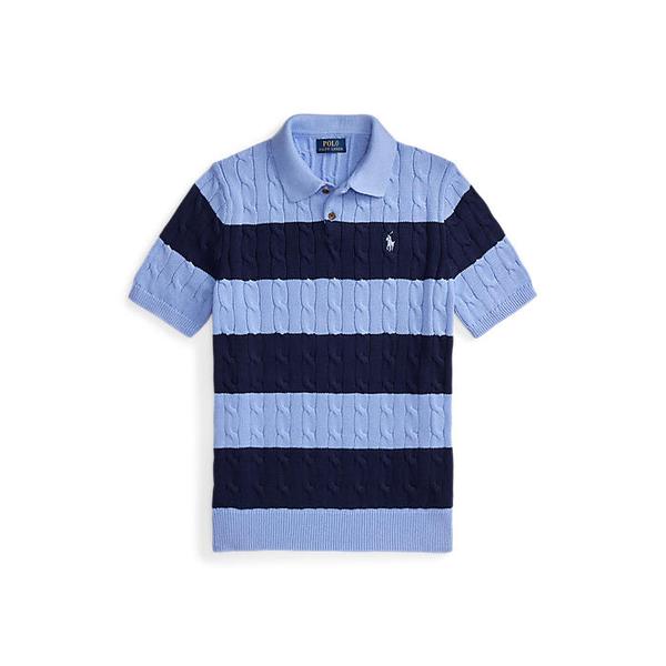 남성 케이블 니트 스트라이프 폴로 칼라 스웨터(MNPOSWE1N820122400)