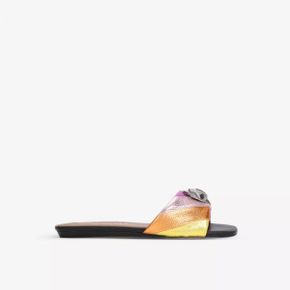 5465564 KURT GEIGER LONDON Kensington eagle-embellished rainbow metallic-leather mules