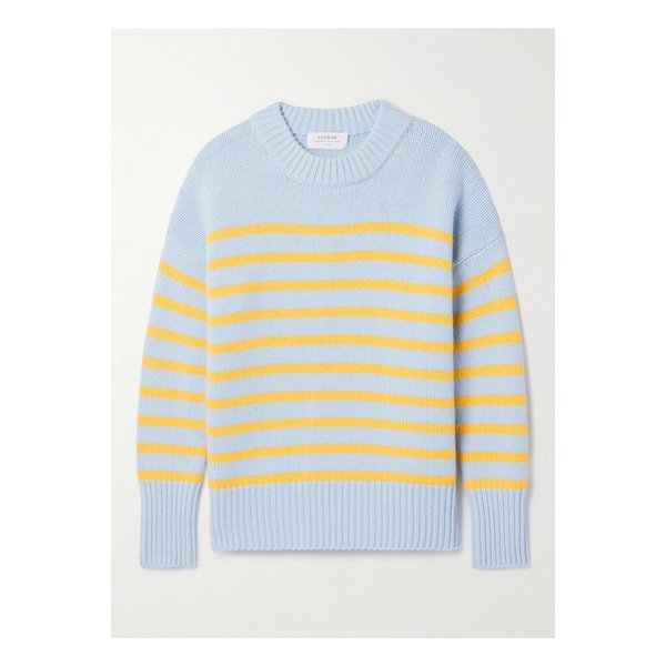 라 리뉴 마린 스트라이프 울 캐시미어 혼방 스웨터 블루 1647597359037391
