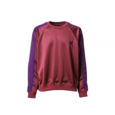 NEEDLES 니들스 Track Crew Neck Shirt - Poly Smooth WINE (NS245) (트랙 크루넥 셔츠)