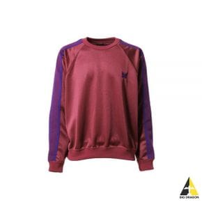 NEEDLES 니들스 Track Crew Neck Shirt - Poly Smooth WINE (NS245) (트랙 크루넥 셔츠)