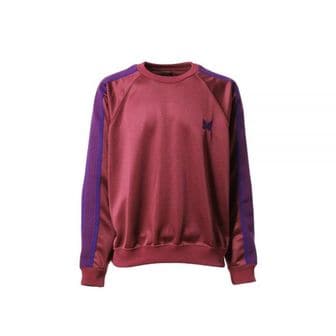 니들스 NEEDLES 니들스 Track Crew Neck Shirt - Poly Smooth WINE (NS245) (트랙 크루넥 셔츠)