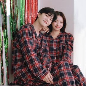/ 루즈핏 타탄 체크 커플 잠옷 기모 겨울파자마