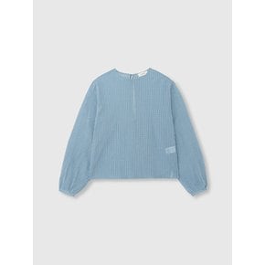 BLUE SHEER CHECK LONG SLEEVE_BLUE