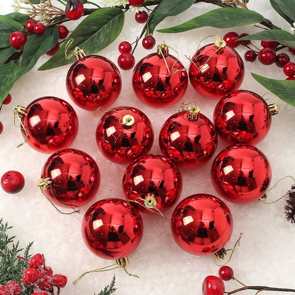 레드 유광볼 12p세트(6cm) 트리 장식구슬