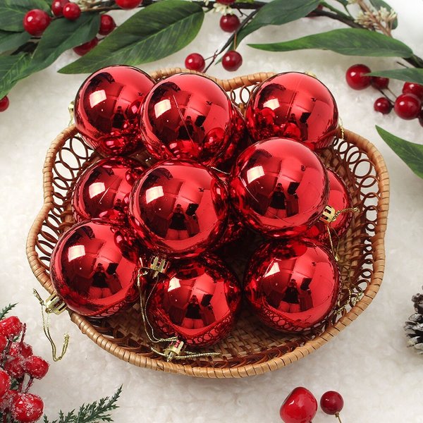 레드 유광볼 12p세트(6cm) 트리 장식구슬