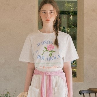 로라로라 PIGMENT ROSE HALF T-SHIRT WHITE