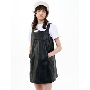 A-LINED FAUX LEATHER MINI DRESS_BLACK