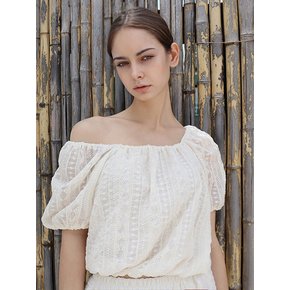 레이스 크롭 아이보리 오프숄더_Lace Crop Ivory Off-shoulder