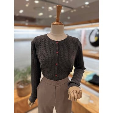 레코브 로고자수 꽈배기 가디건(LC61E9KC523A)
