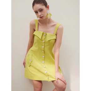 Lucia Stretch Linen Mini Dress (Lime)