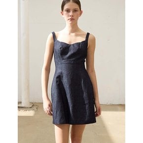 Faven Scallop Neck Linen Minidress_Dark Indigo