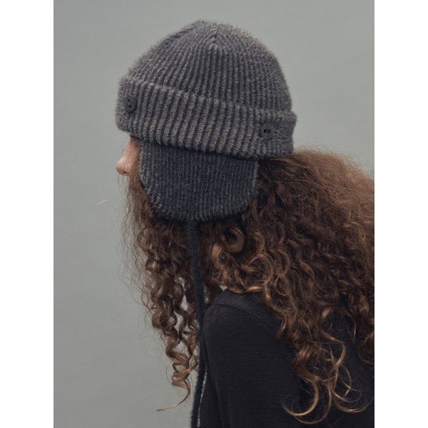 투웨이 이어플랩 비니 투톤믹스 차콜