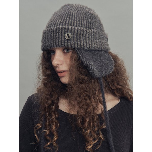 투웨이 이어플랩 비니 투톤믹스 차콜