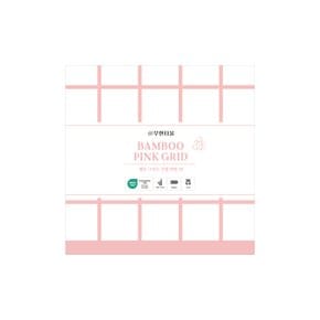 뱀부핑크 그리드 선염세면타월 4P