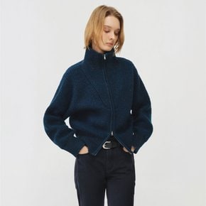 울 모헤어 하이넥 투웨이 니트 집업_틸 / WOOL MOHAIR HIGH NECK TWO-WAY ZIP-UP