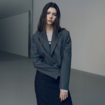 레이브 Cropped Jacket in Grey VW4AJ052-12