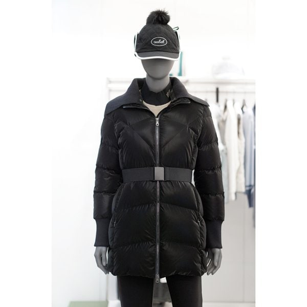 [여주점] 골프웨어 여성 골프 니트에리 중기장 다운 점퍼 WNA09