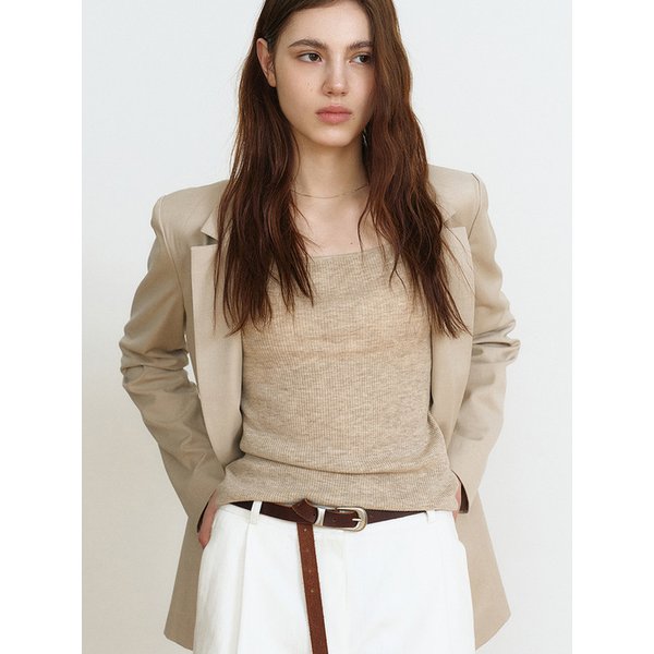 SQUARE-NECK SLIM FIT KNIT TOP (BEIGE) MBFSNT002BE