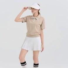 클리브랜드 [클리브랜드 골프] 조직변형 와이드카라넥 서클로고 여성 반팔티셔츠_CGWST42635