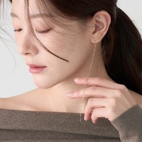 14K 시크릿 롱체인 언발 귀걸이 A타입_15cm_1개