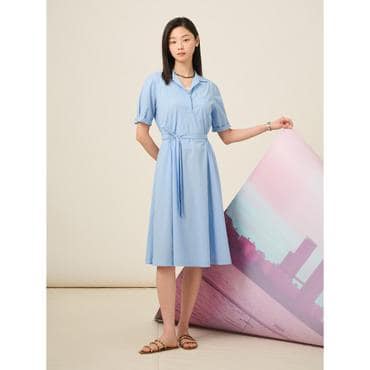 빈폴레이디스 나일론 혼방 반소매 원피스 - 스카이블루 (BF5471C05Q)