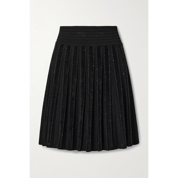 플리츠 시퀸 장식 벨벳 리브 니트 미니 스커트 46376663162945945