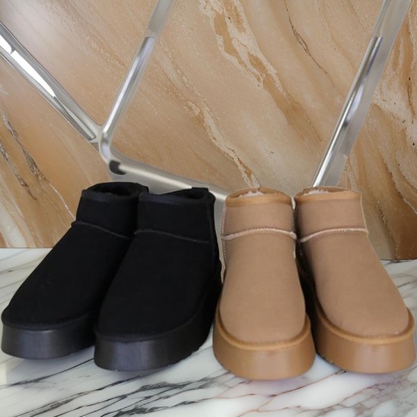 [옷자락] 여자 베이직 안감 5cm 숏 퍼 무지 앵클부츠