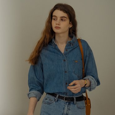 틸아이다이 Button-down washing denim shirt_Blue