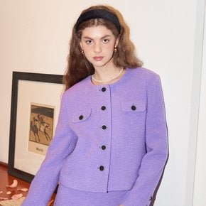 Round Neck Wool Jacket Purple