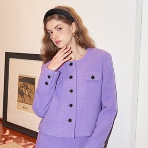 Round Neck Wool Jacket Purple