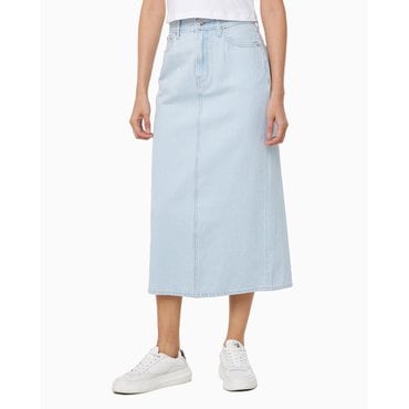 Calvin Klein Jeans 여성 블리치드 인디고 데님 맥시 스커트(47B733G)