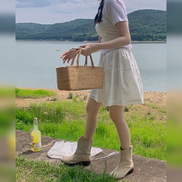 핫핑 쥬시아 캉캉프릴 코튼 밴딩 미니스커트 (44~110) P000CNHB