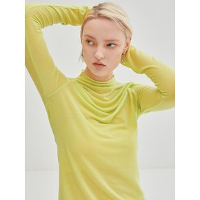 Back Pointed Mok Neck Top - Lime