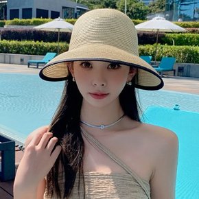 에이더 여름 라탄 밀짚 라피아 창넓은 모자 썬캡