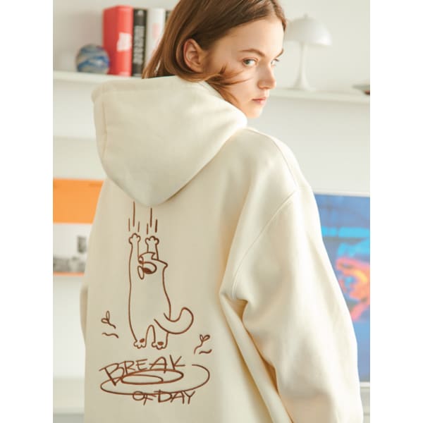 넌슬립 자수 후드 크림