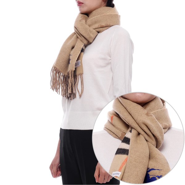 [부산점] 25FW 여성 리버시블 EKD 체크 캐시미어 머플러 (8094710 SAND W 25F)