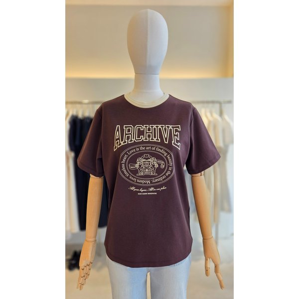 [여주점] [JJ 지고트] 여성 프린트 배색 라운드넥 티셔츠 GS5A0TSJ11